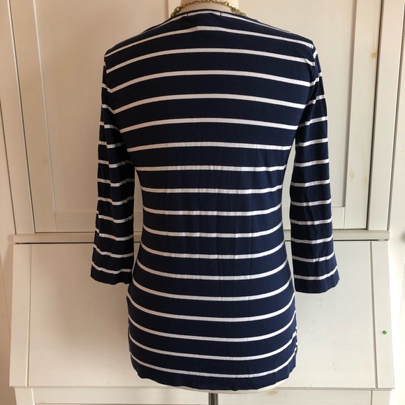 Ralph Lauren cotton striped navy blue shirt medium - Picture 2 of 5